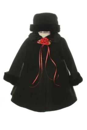 166 Fleece Cape-Style Baby Coat with Matching Hat