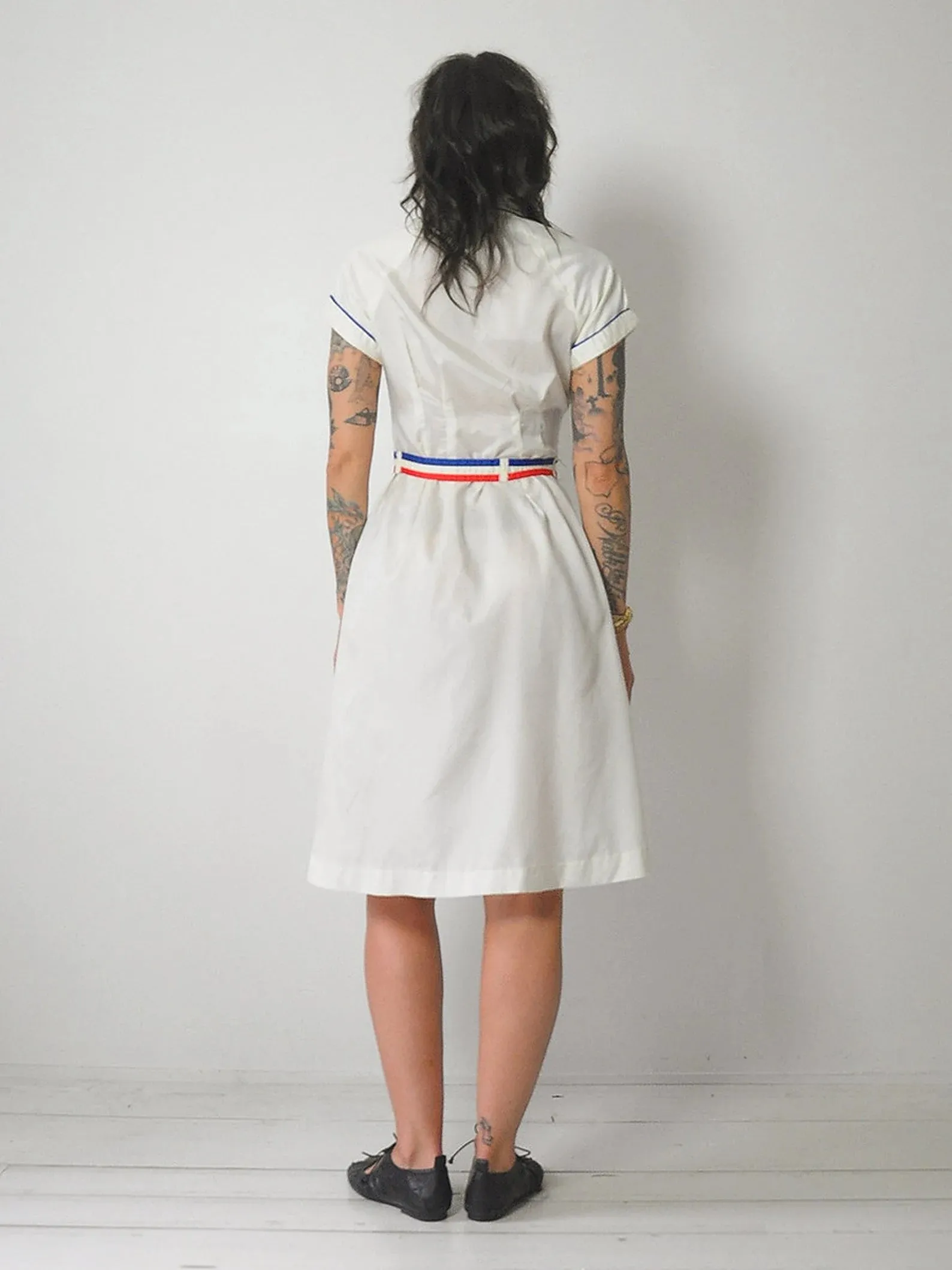 1970's Ivory Fitted Shirt Dress