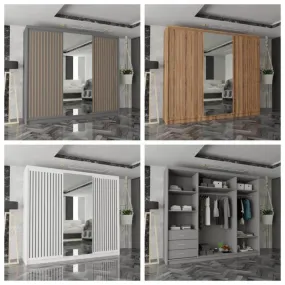 250cm Sliding Door Wardrobe with Full Mirror and Ample Storage