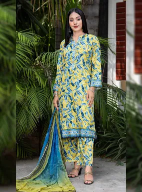 Aangan By Qalamkar Embroidered Linen Unstitched 3 Piece Suit - 08