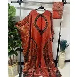 African Adire Silk Kaftan.