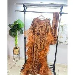 African Adire Silk Kaftan.