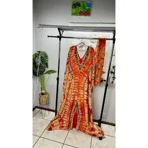 African Adire Silk Kaftan.