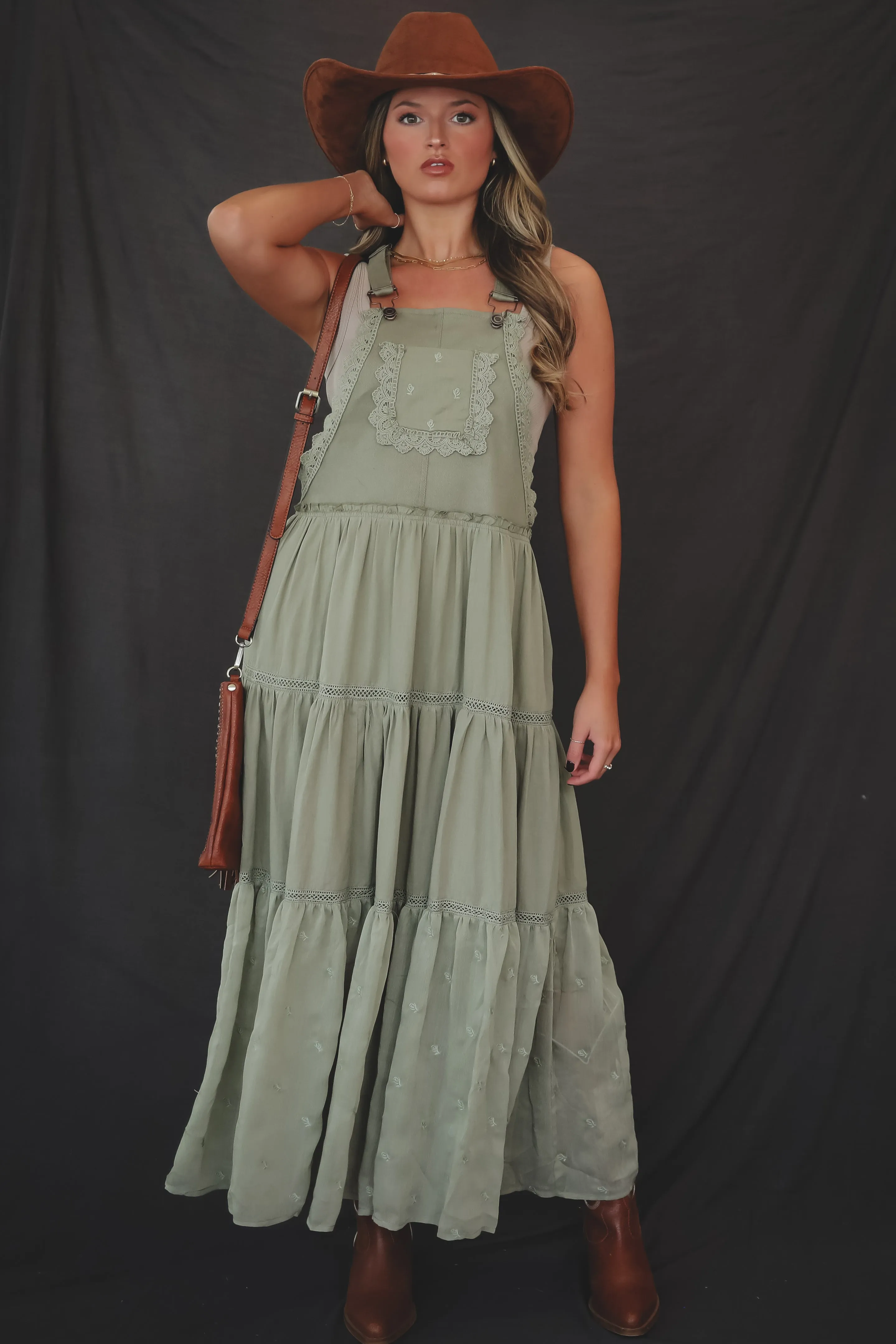 Afternon Out Embroidered Maxi Overall Dress