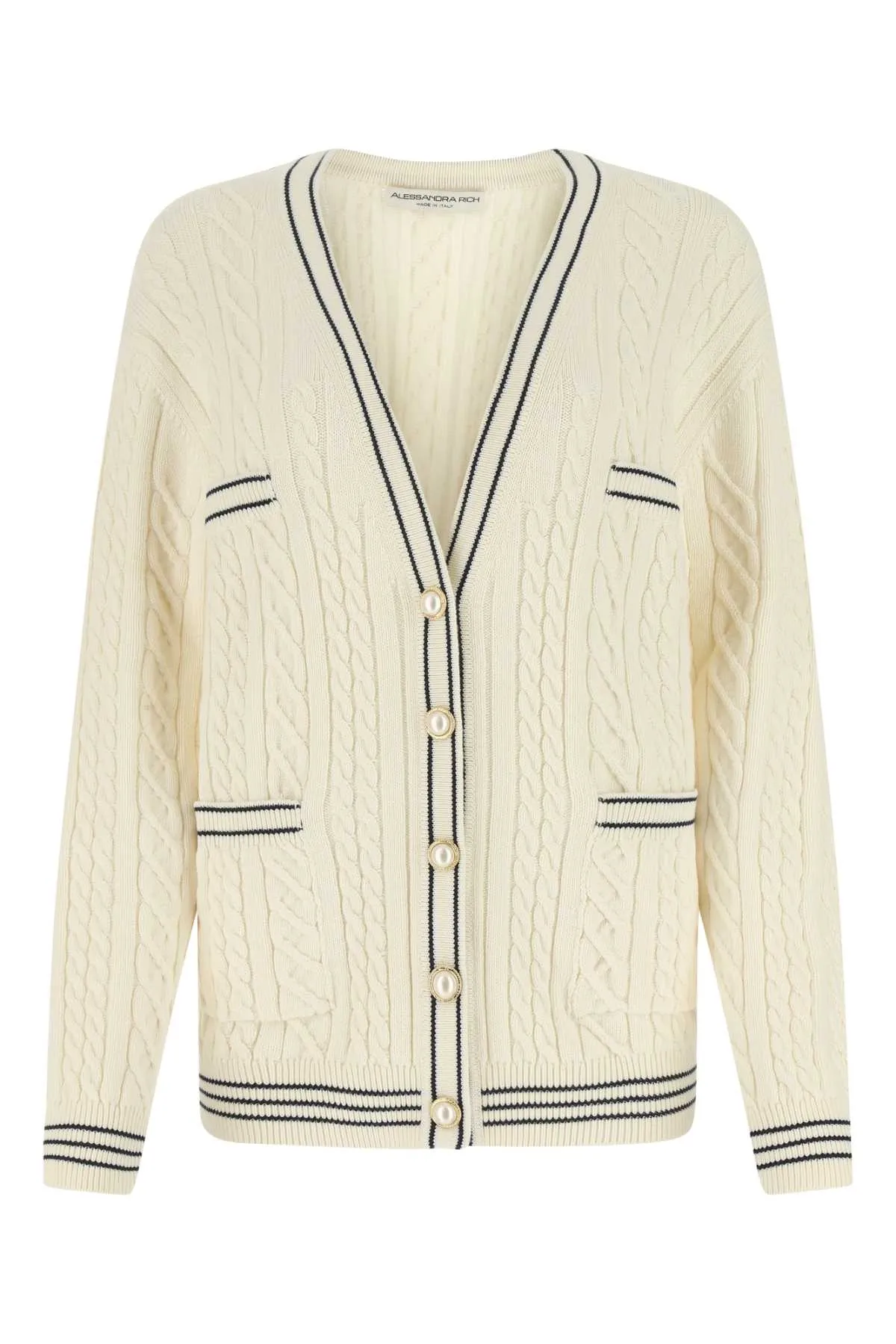 Alessandra Rich Stripe-Trim Detail Cardi-Coat