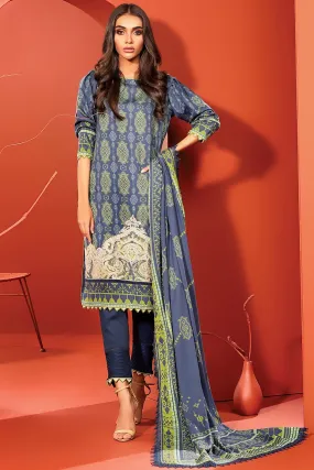 AlKaram Winter Collection – Three Piece Embroidered Cotail Suit With Printed Cotail Viscose Dupatta – FW-1.1-20-Blue