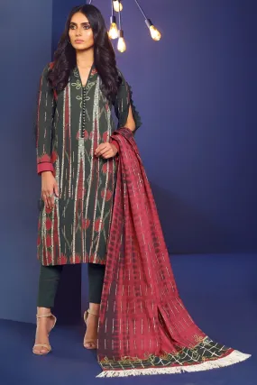 AlKaram Winter Collection – Three Piece Printed Khaddar Suit With Printed Khaddar Dupatta – FW-17-20-Grey