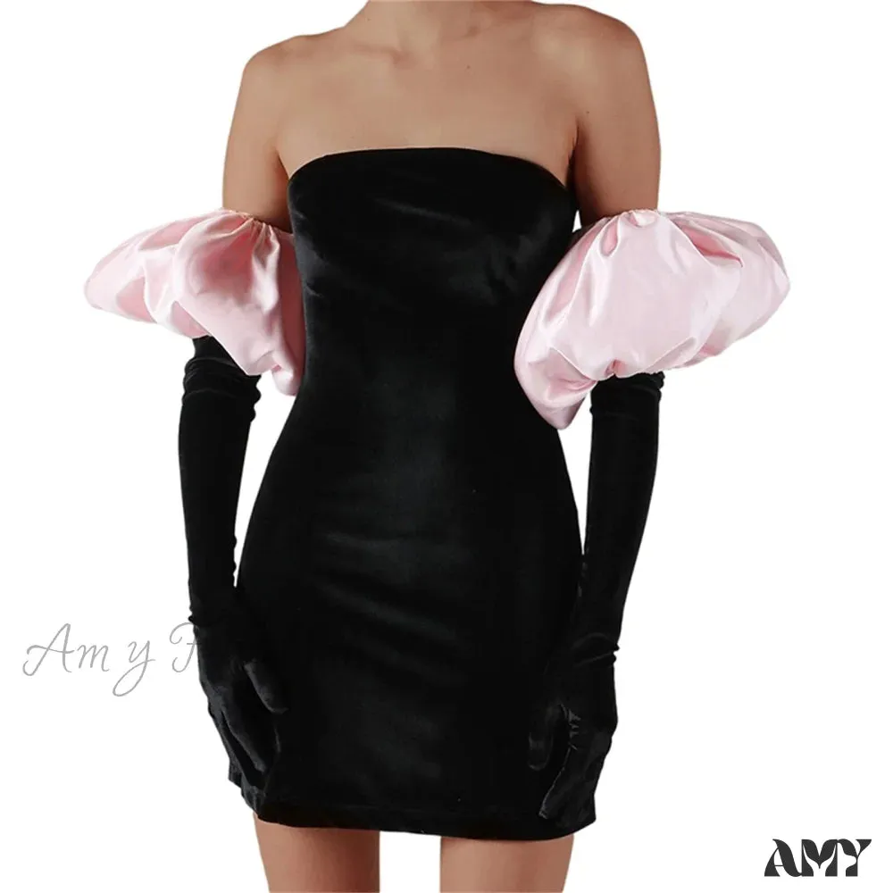 Amy Fashion - Fur Patchwork Y2K Bodycon Dresses