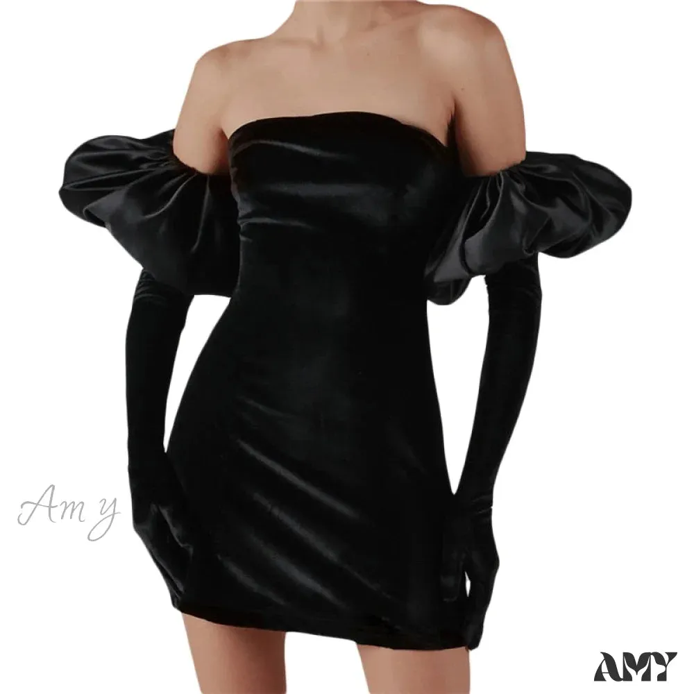 Amy Fashion - Fur Patchwork Y2K Bodycon Dresses