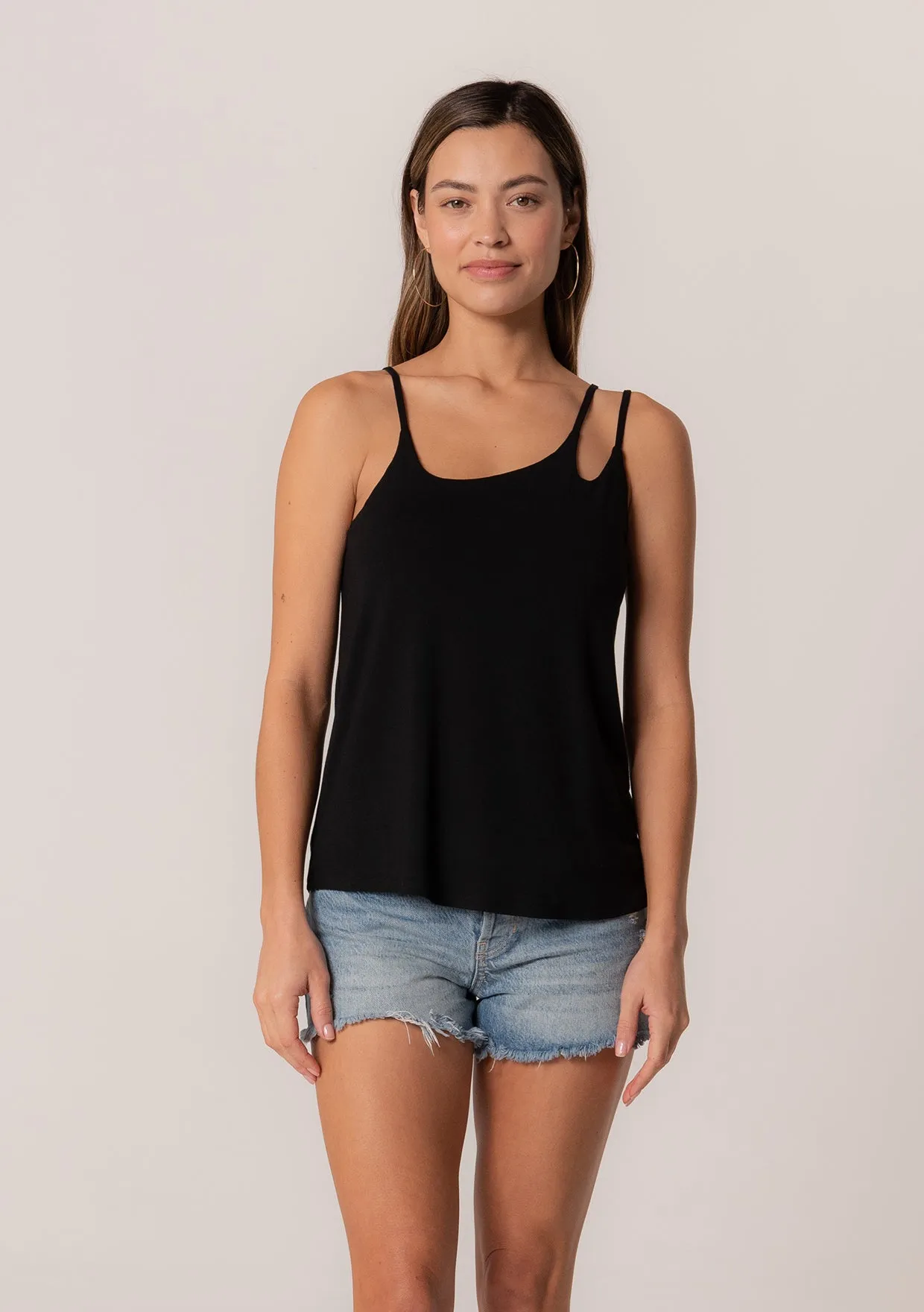 Asymmetrical Spaghetti Strap Tank Top