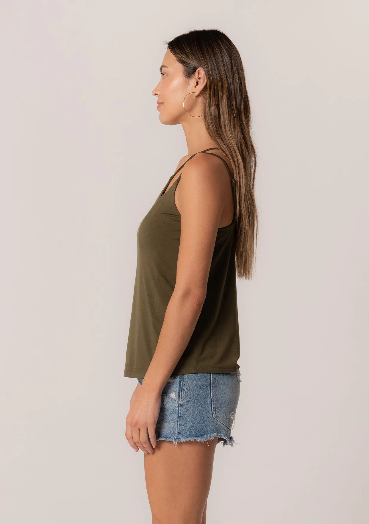 Asymmetrical Spaghetti Strap Tank Top