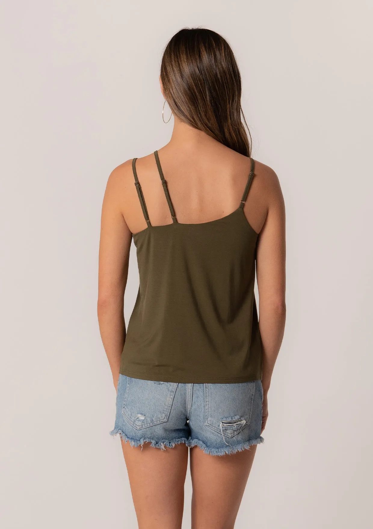 Asymmetrical Spaghetti Strap Tank Top