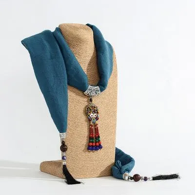 Autumn And Winter New Fringed Linen Cotton Solid Color Bohemian Shawl Scarf