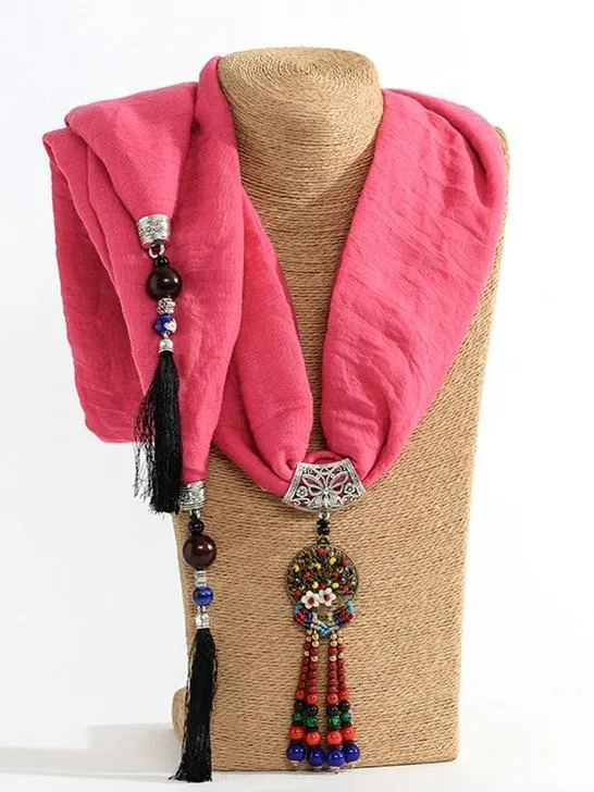 Autumn And Winter New Fringed Linen Cotton Solid Color Bohemian Shawl Scarf