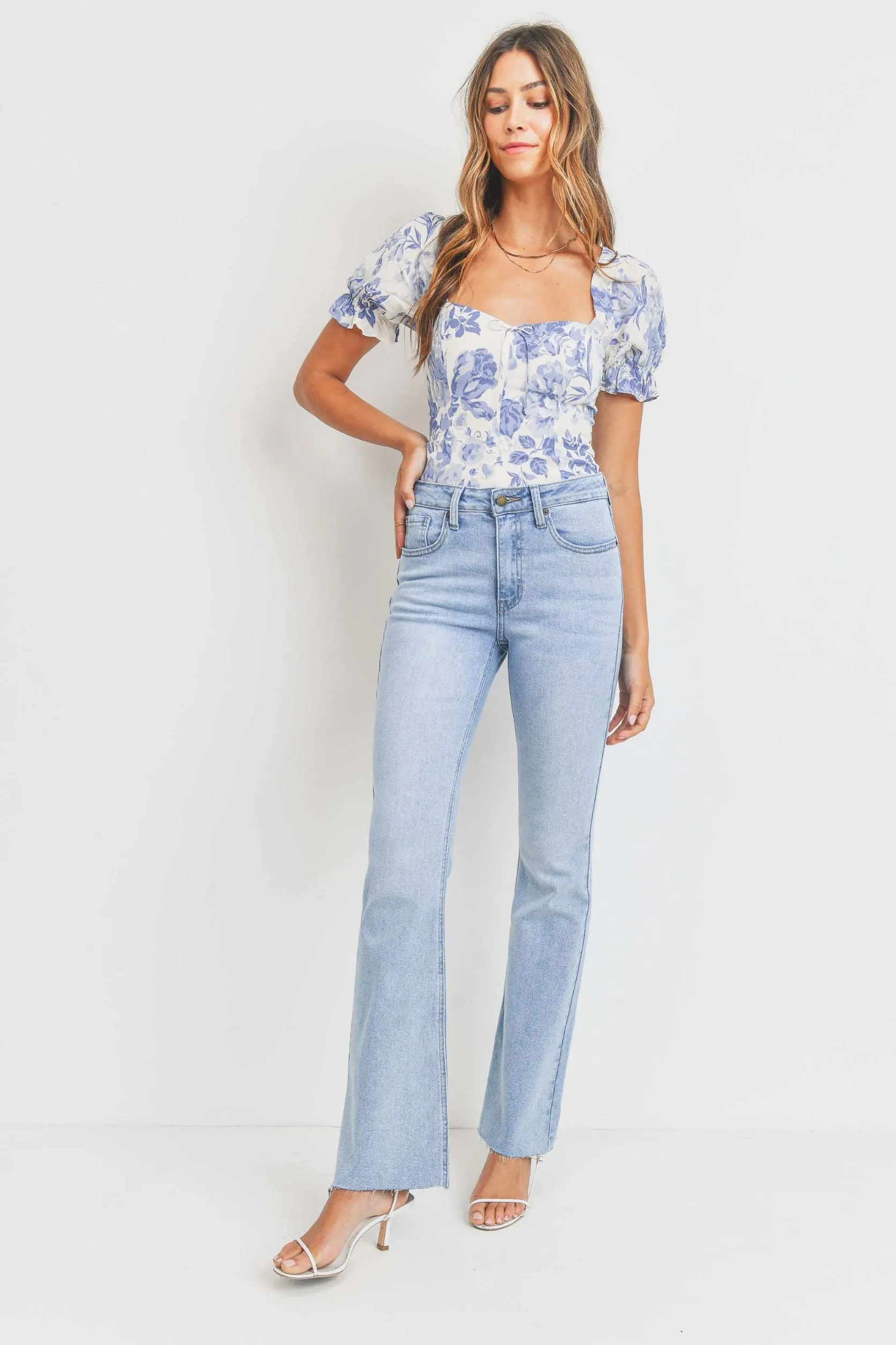 Avalon Skinny Flare Jeans with Raw Hem