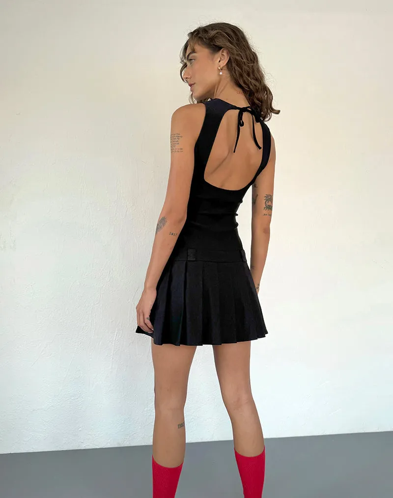 Ayosa Backless Mini Dress in Black