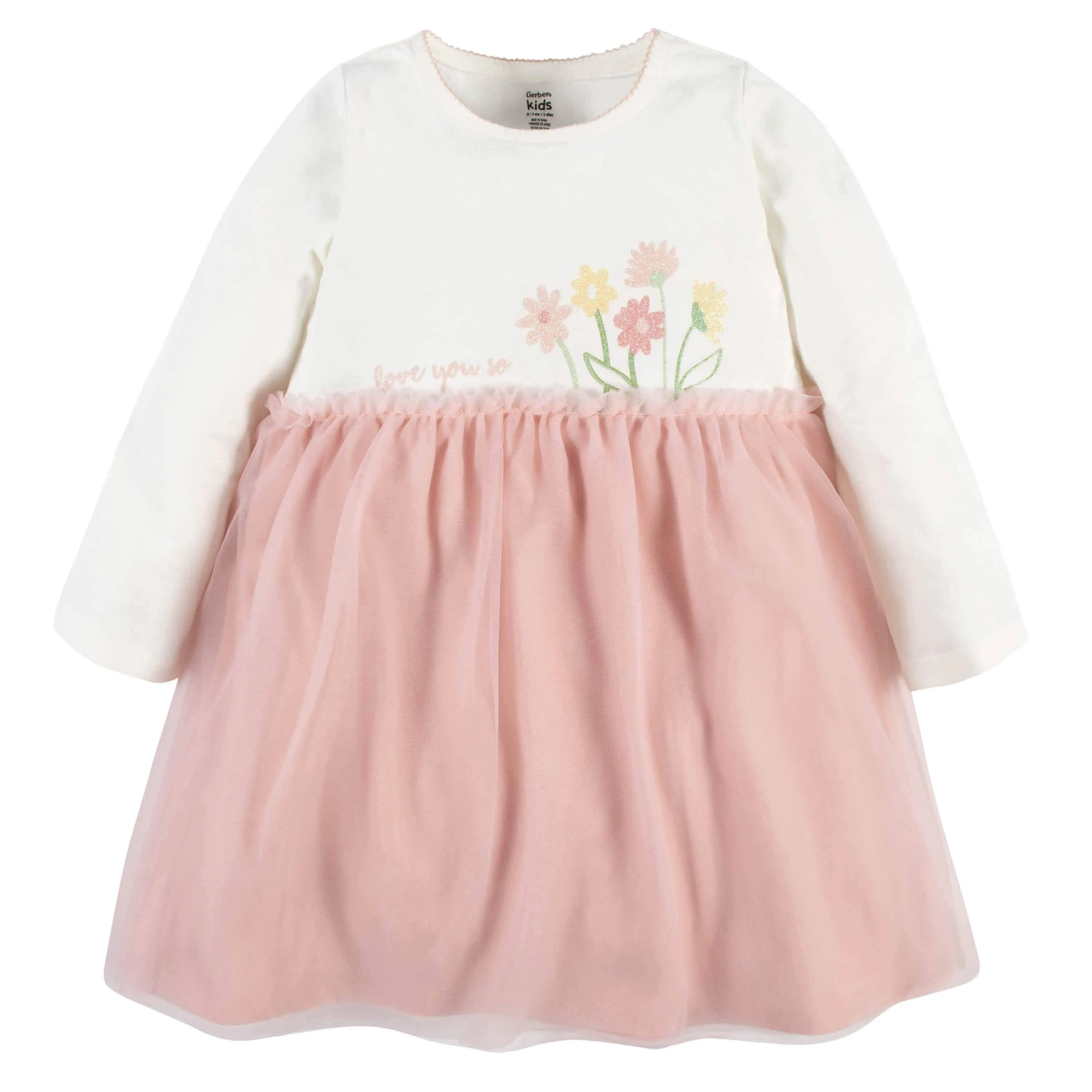 Baby & Toddler Girls Floral Meadow Long Sleeve Tulle Dress