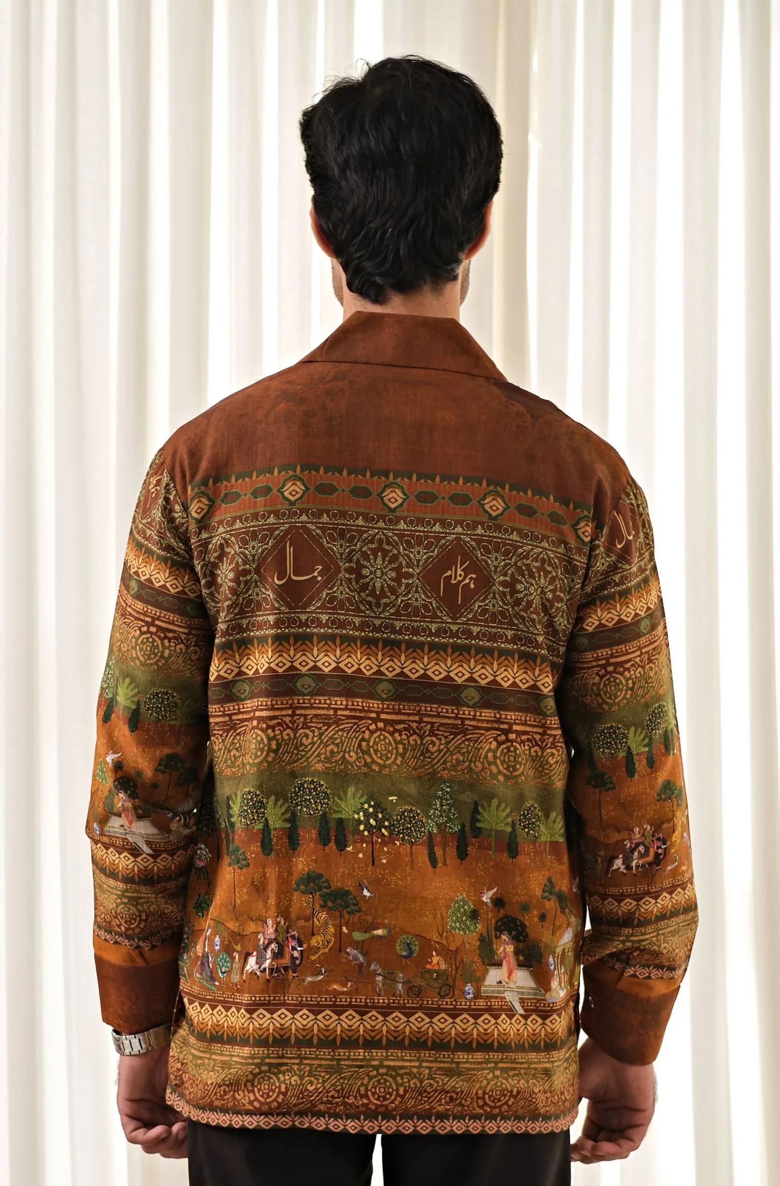 Bagh-e-Mughal Overshirt - Brown & Green