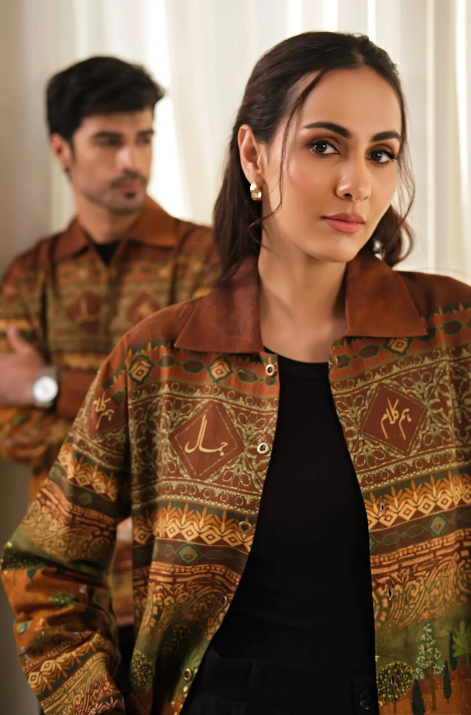 Bagh-e-Mughal Overshirt - Brown & Green