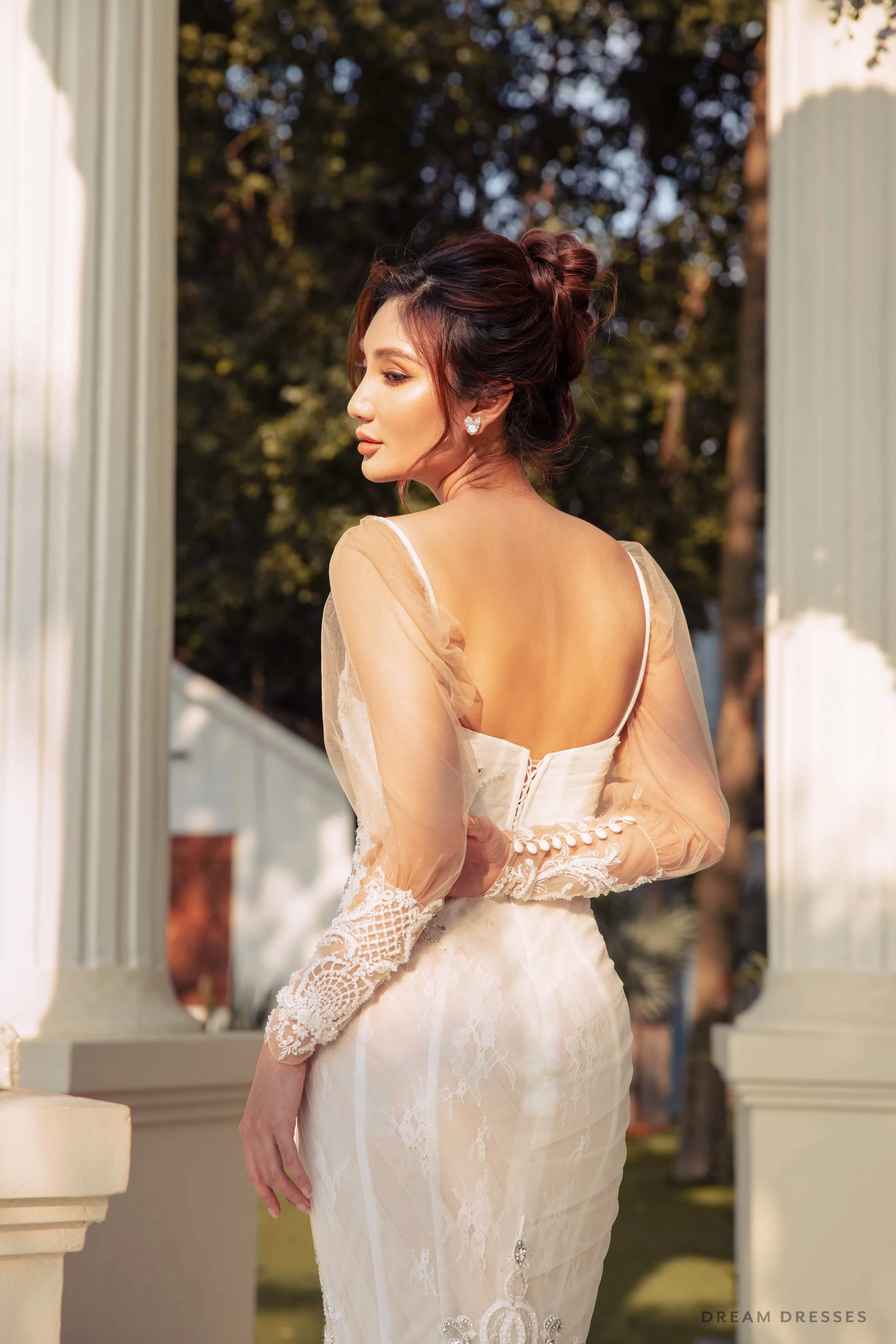 Beaded Lace Removable Bridal Long Sleeves (#EDDA)