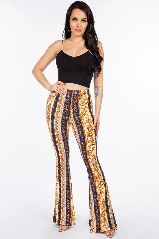 Bear Dance Baroque Chain Scroll Skinny Pants - Blue