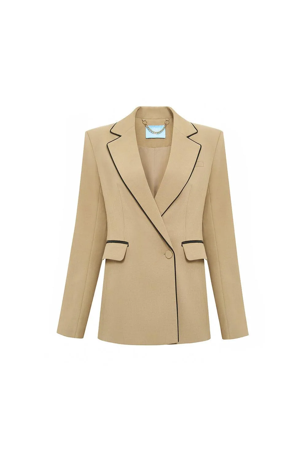 Beatrix Straight Notch Lapel Twill Blazer