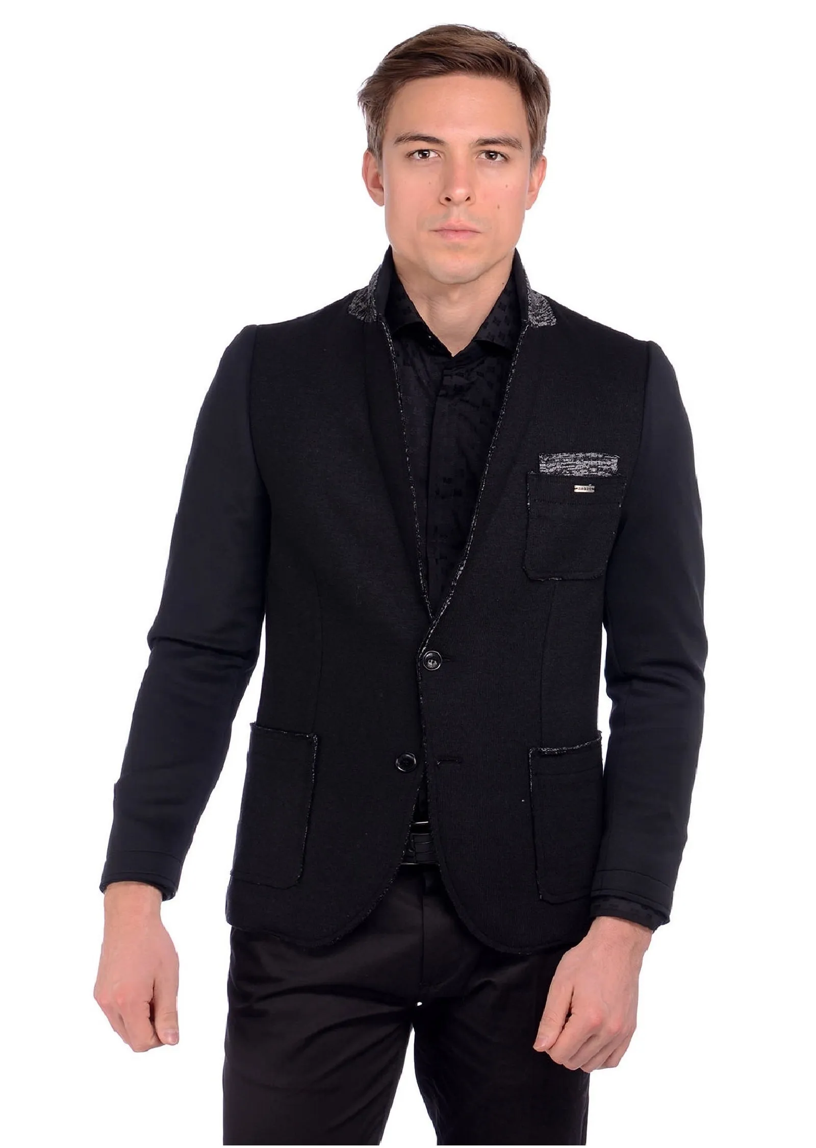 Black Scuba Knit Casual Blazer