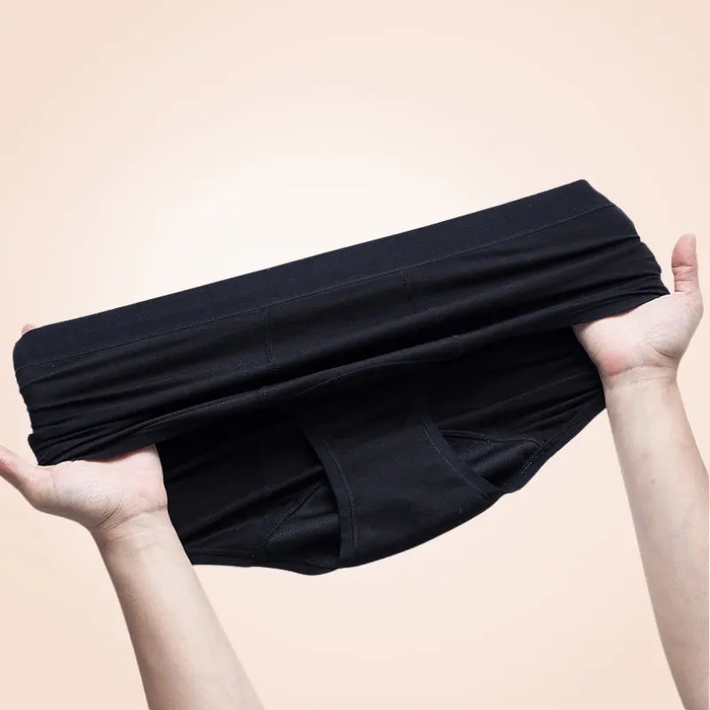 Black Soft High Waist Menstrual Leak-Proof Seamless Bikini Panty