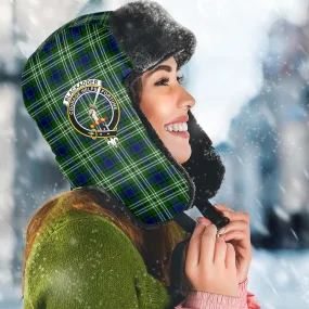 Blackadder Tartan Winter Trapper Hat with Family Crest