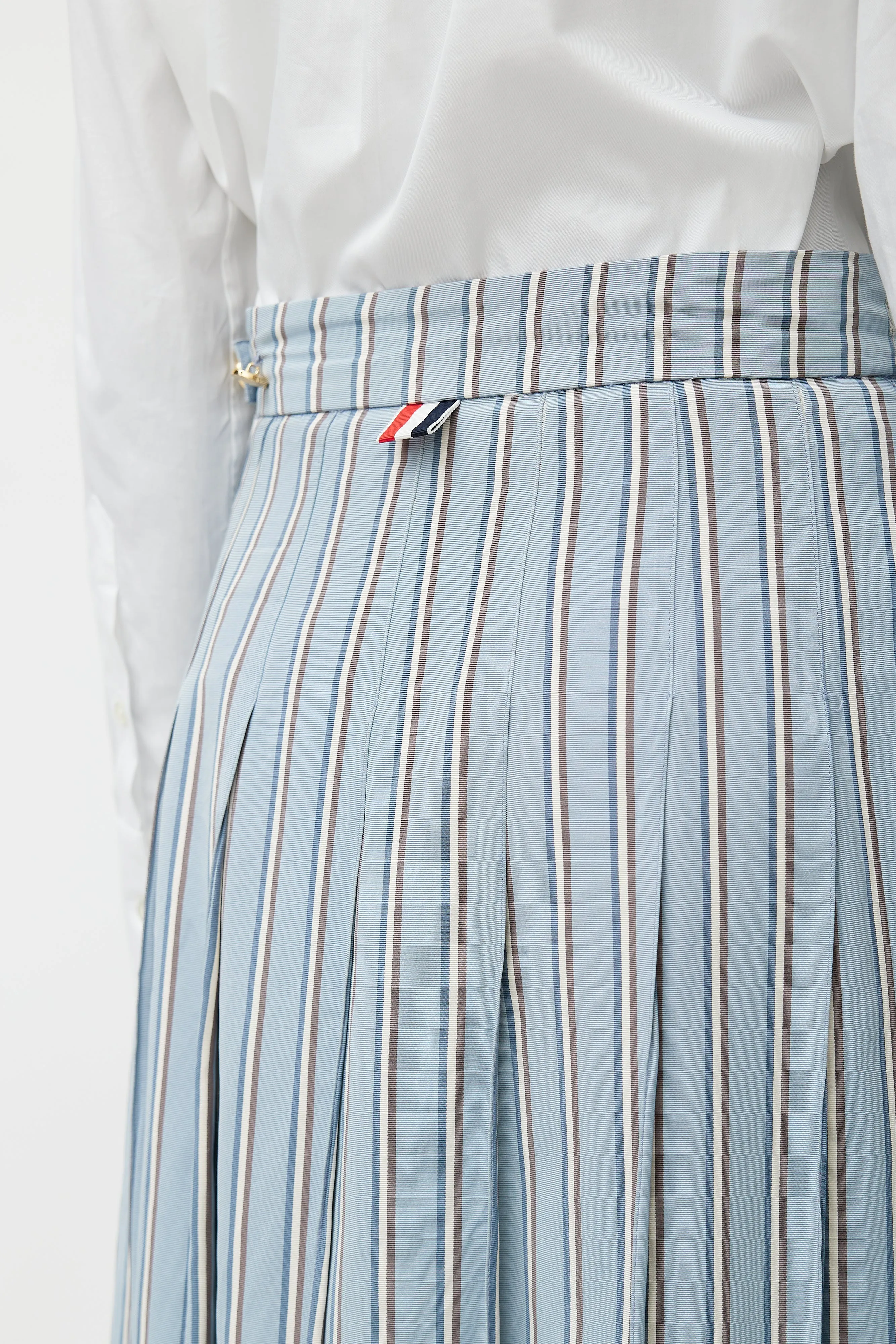 Blue & White Stripes Tie Skirt Suit