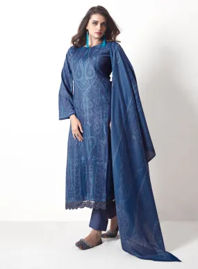 Blue Unstitched Pashmina Winter Salwar Suits Fabric for Ladies