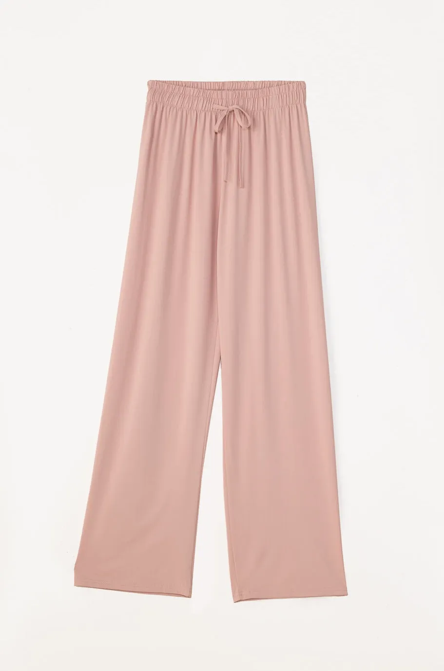 Blush Pink Elasticated Flared Korean Pants