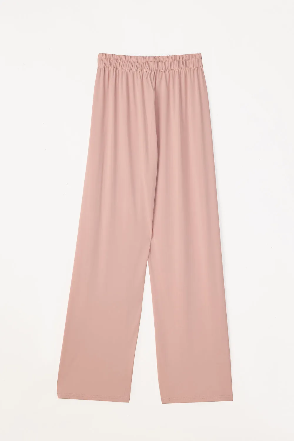 Blush Pink Elasticated Flared Korean Pants