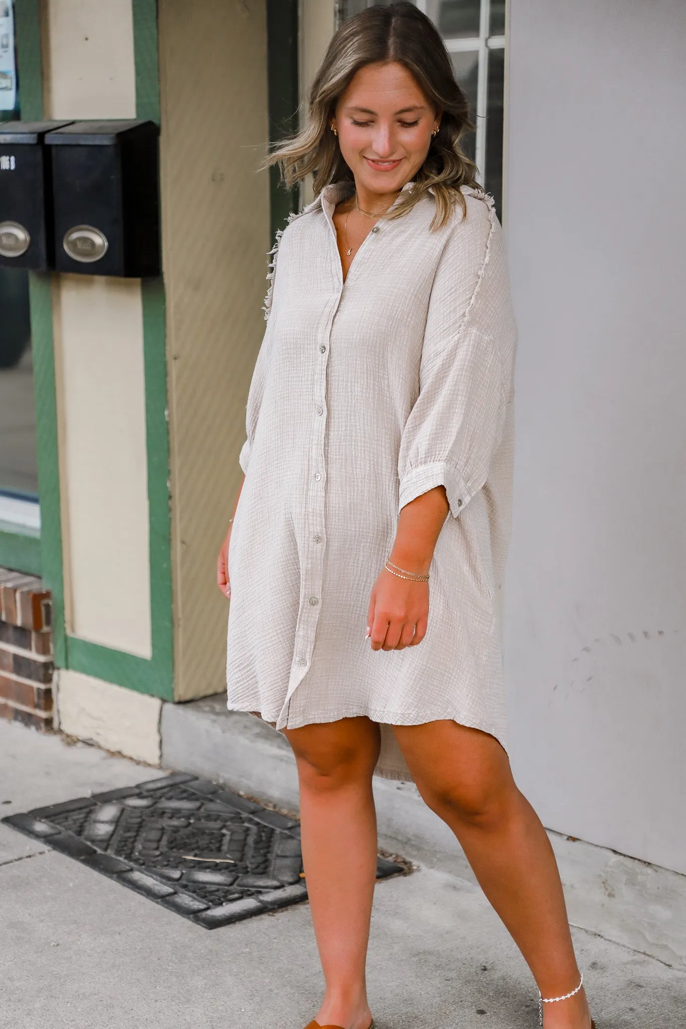 Borrowed Time Button Down Dress