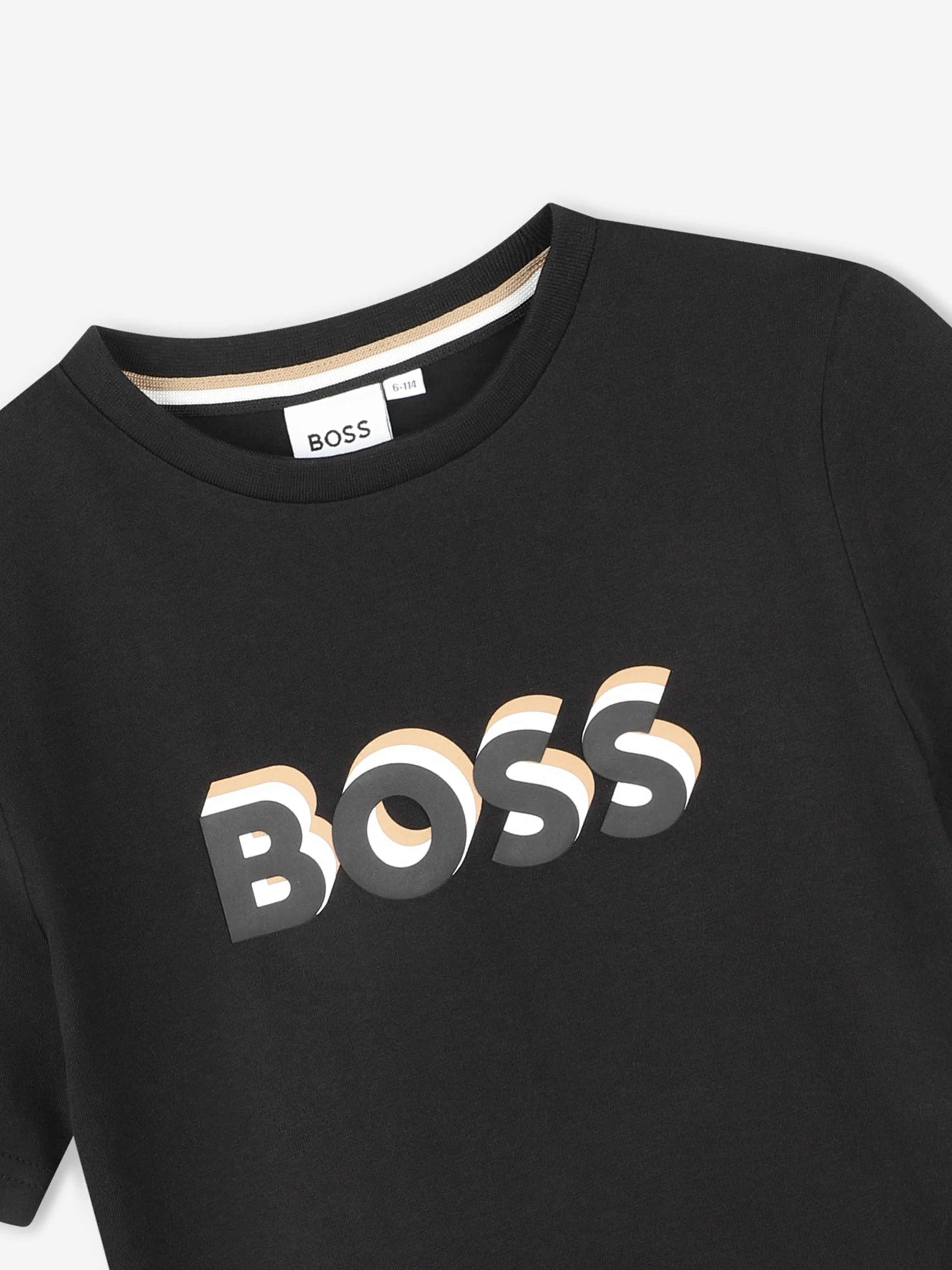 BOSS Boys Embossed Logo T-Shirt in Black