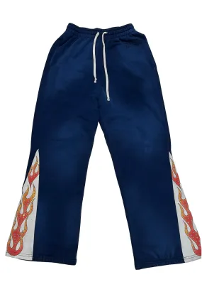 Bossi 'Blue' Flame Flared Sweatpants