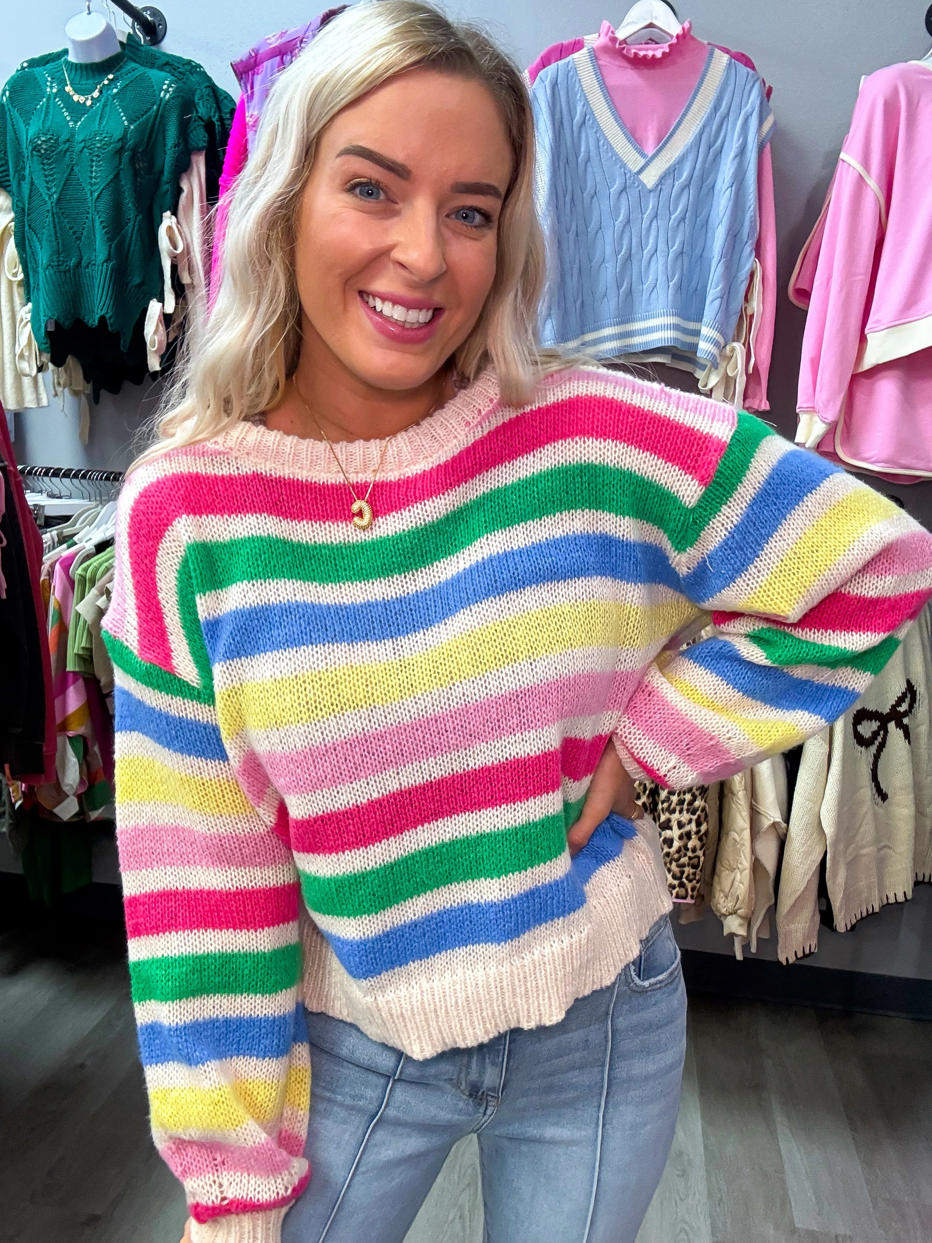 Brighten The Day Striped Sweater