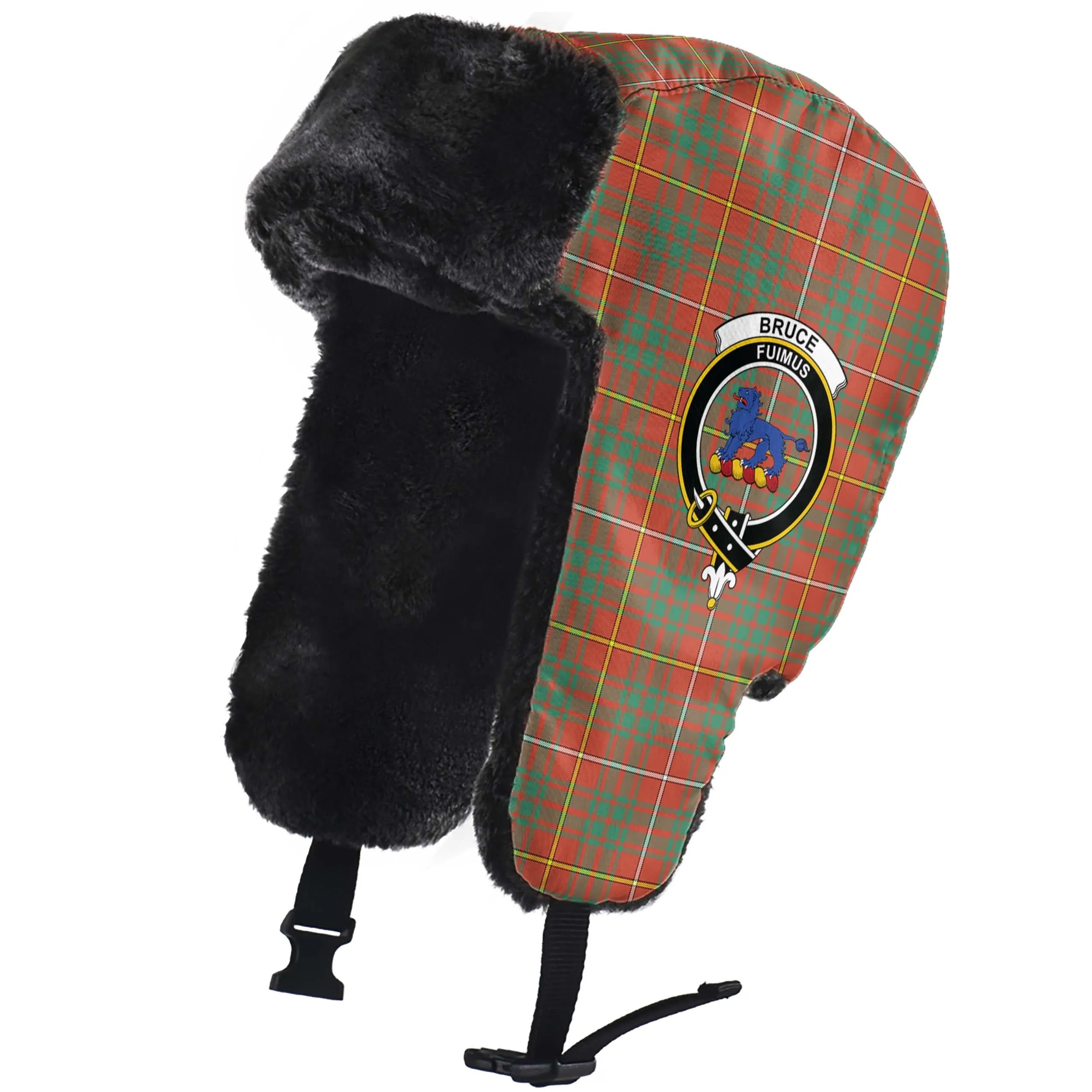 Bruce Ancient Tartan Winter Trapper Hat with Family Crest