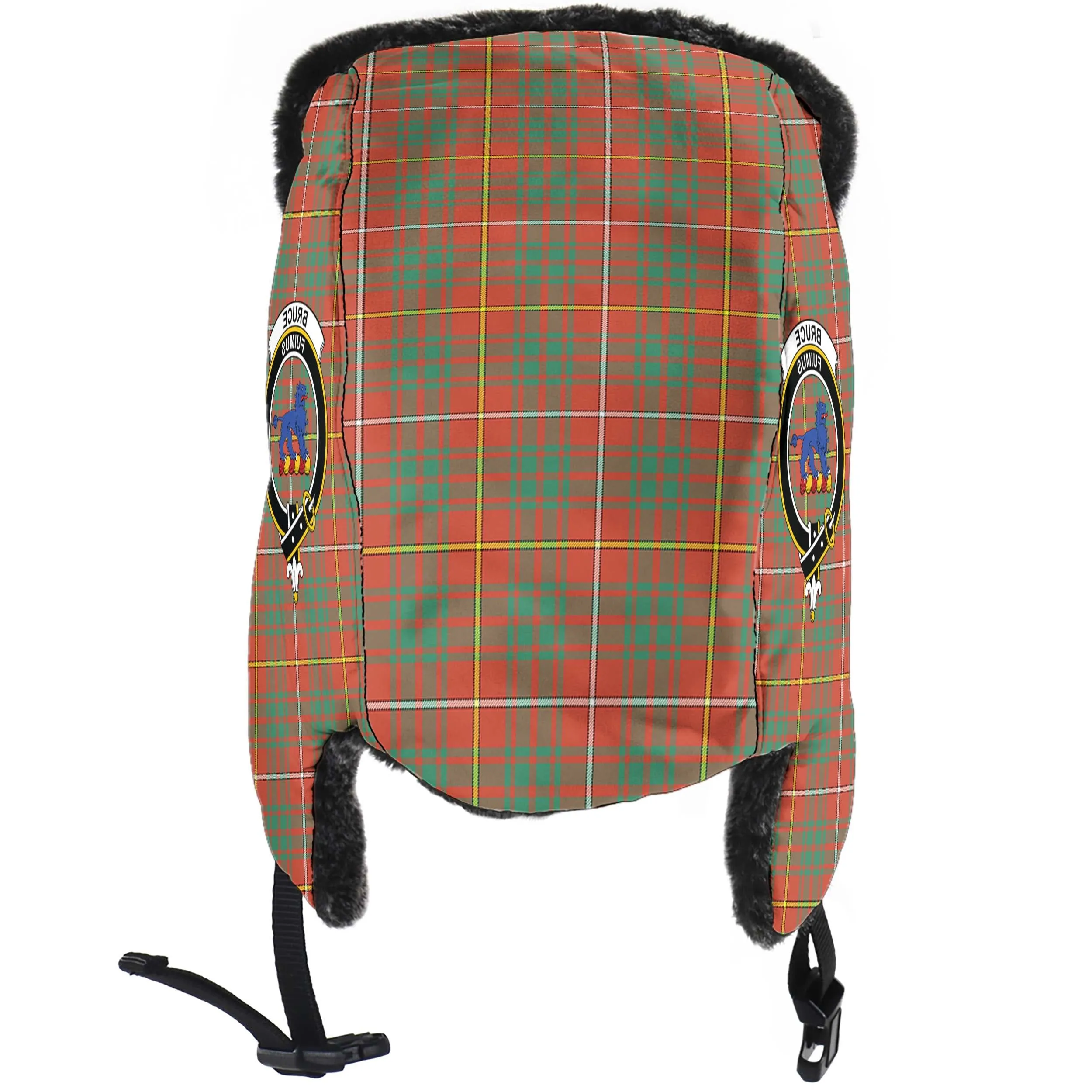 Bruce Ancient Tartan Winter Trapper Hat with Family Crest