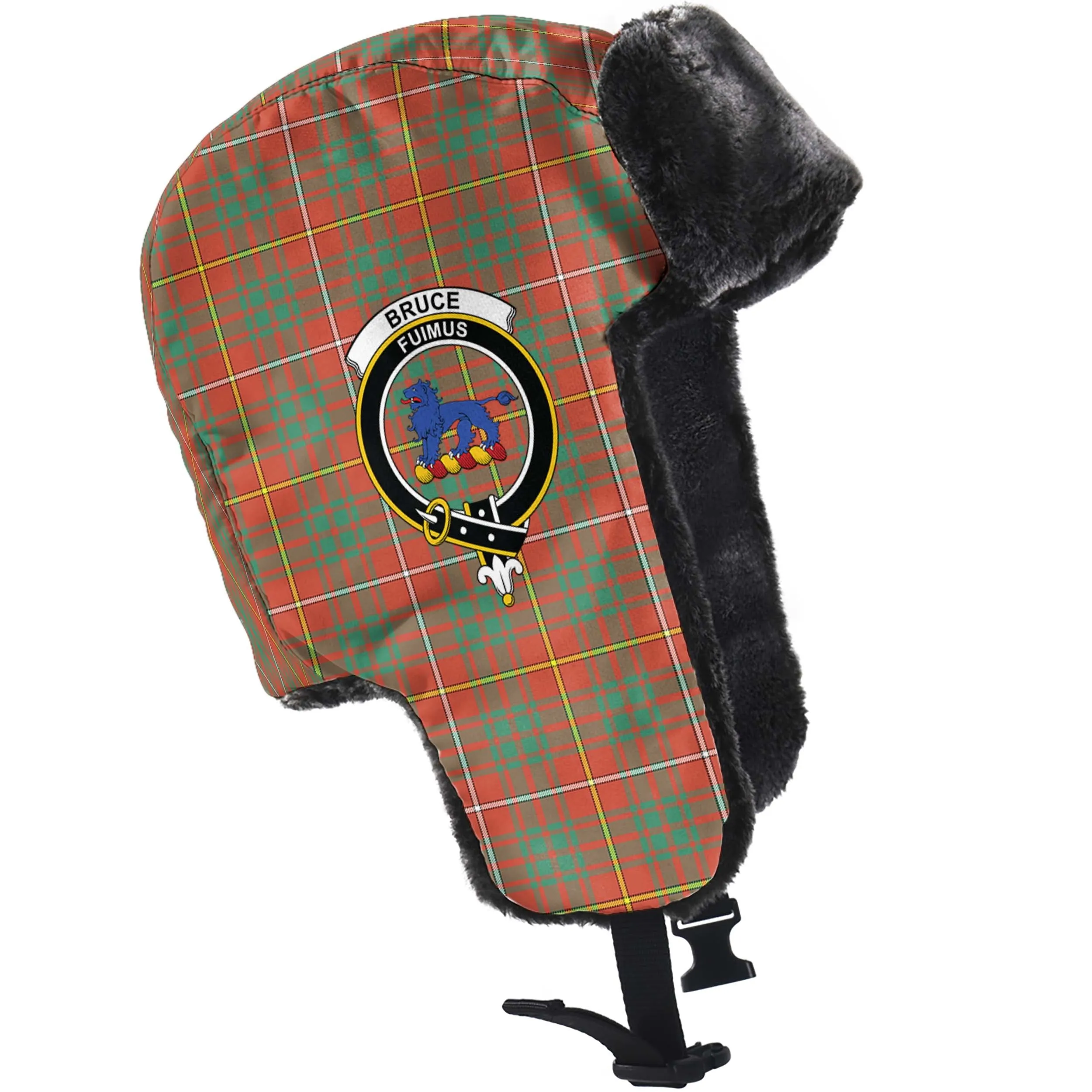 Bruce Ancient Tartan Winter Trapper Hat with Family Crest