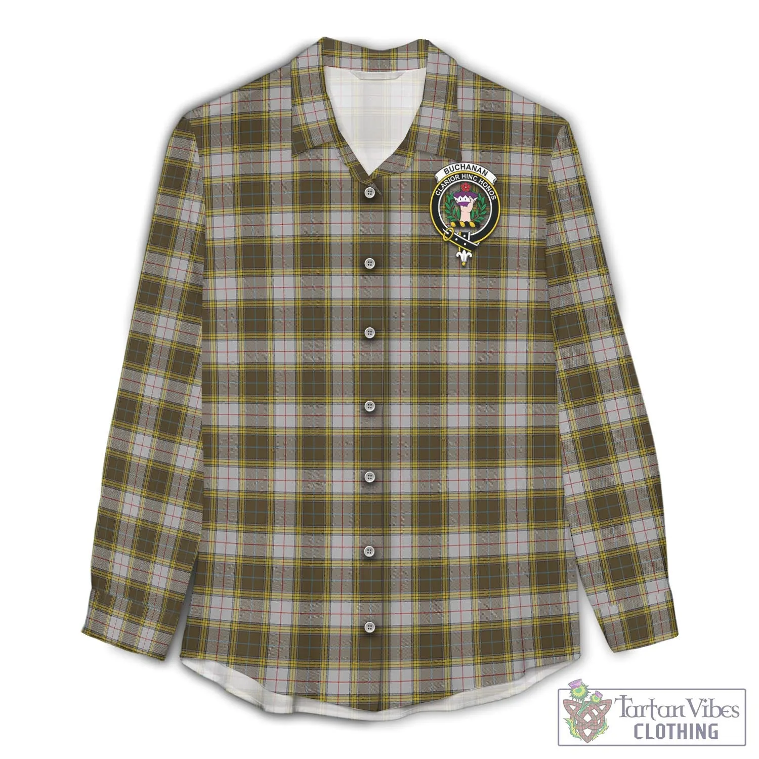 Buchanan Dress Tartan Women's Casual Shirt with Family Crest