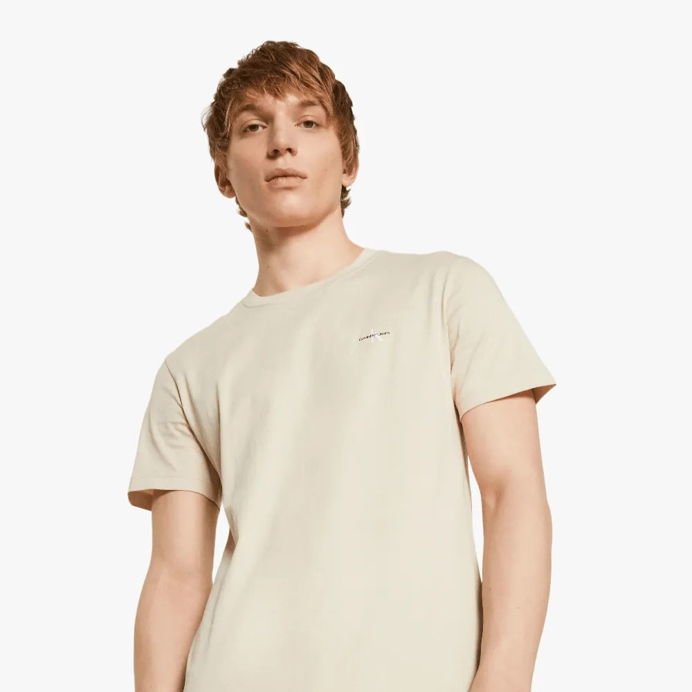 Calvin Klein Mens Mono Logo Short Sleeve Tee Beige