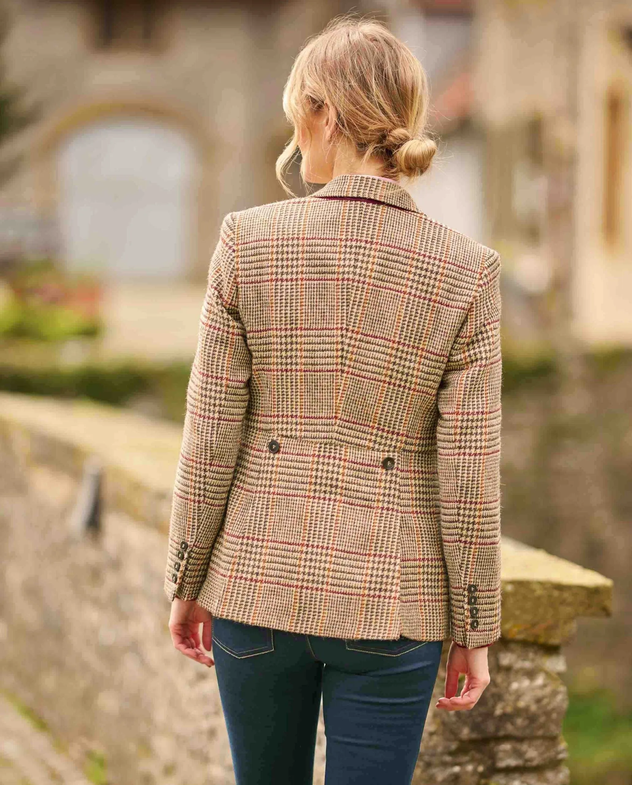 Carola blazer dame, Harris Tweed, Prince of Wales tern