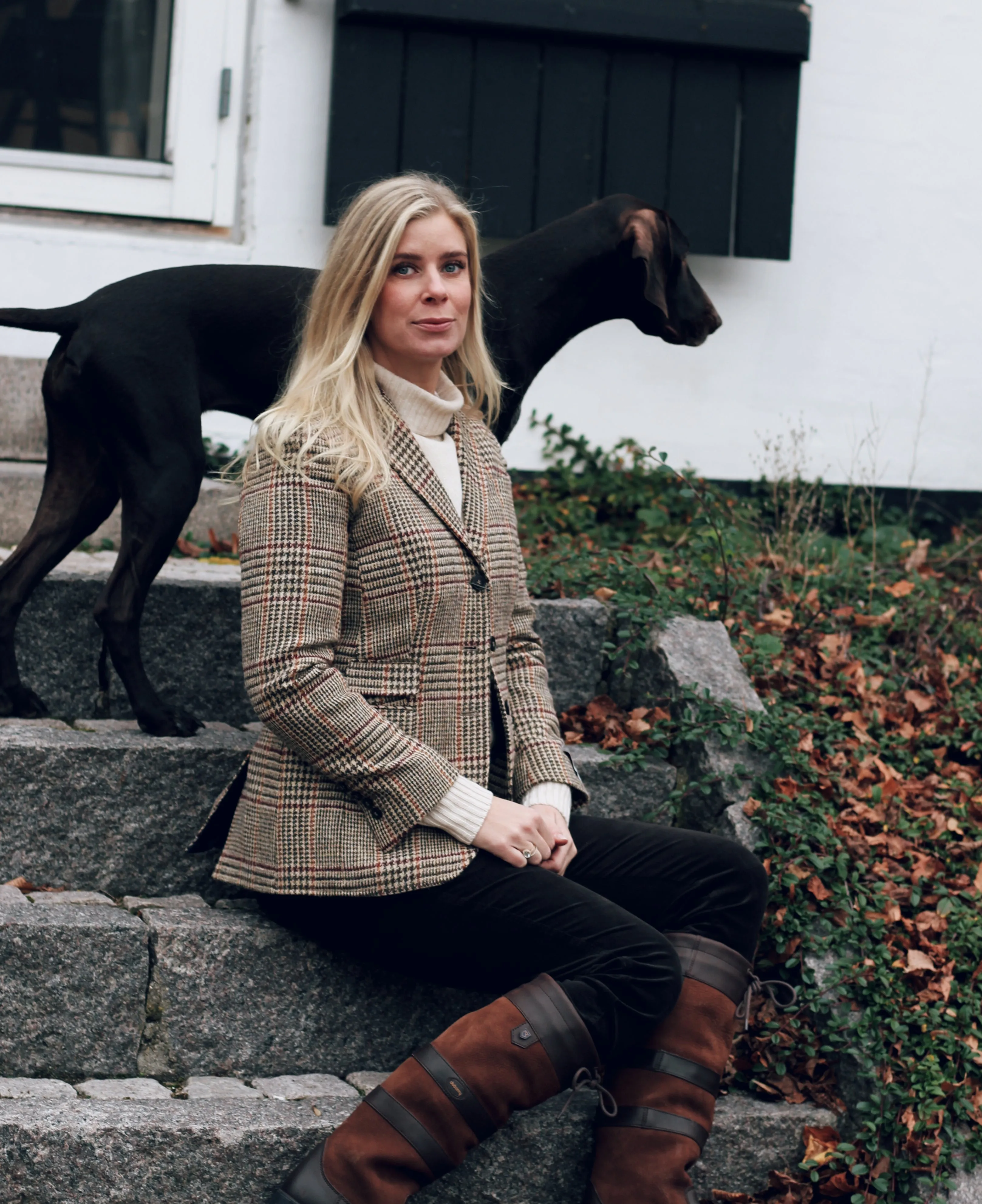 Carola blazer dame, Harris Tweed, Prince of Wales tern