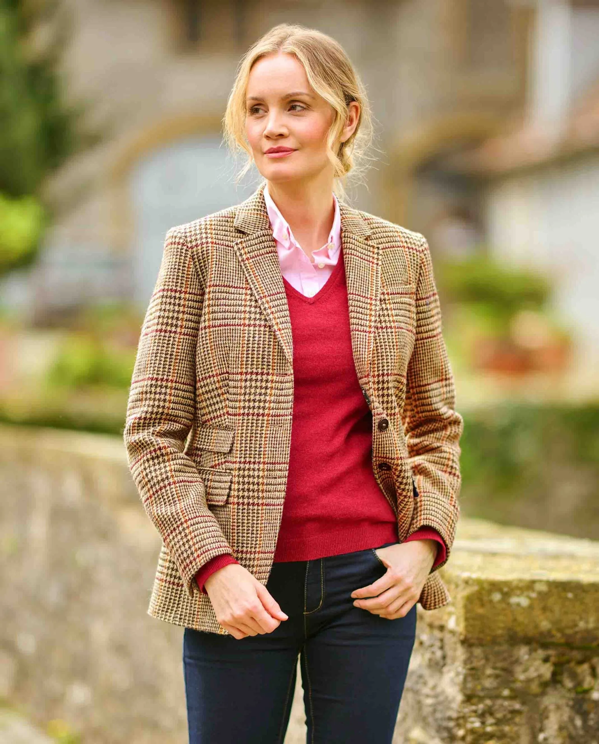 Carola blazer dame, Harris Tweed, Prince of Wales tern