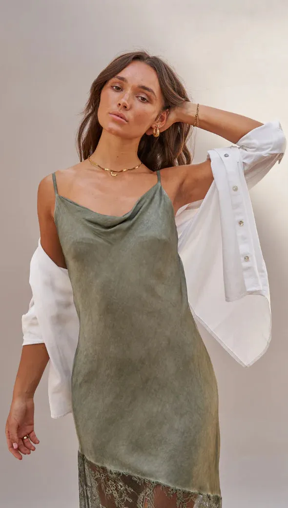 Charli Sandrine Slip Dress in Khaki