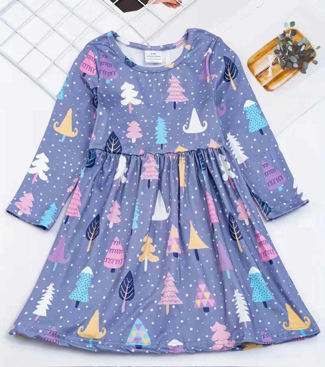 Colorful Winter Trees Girls Dress