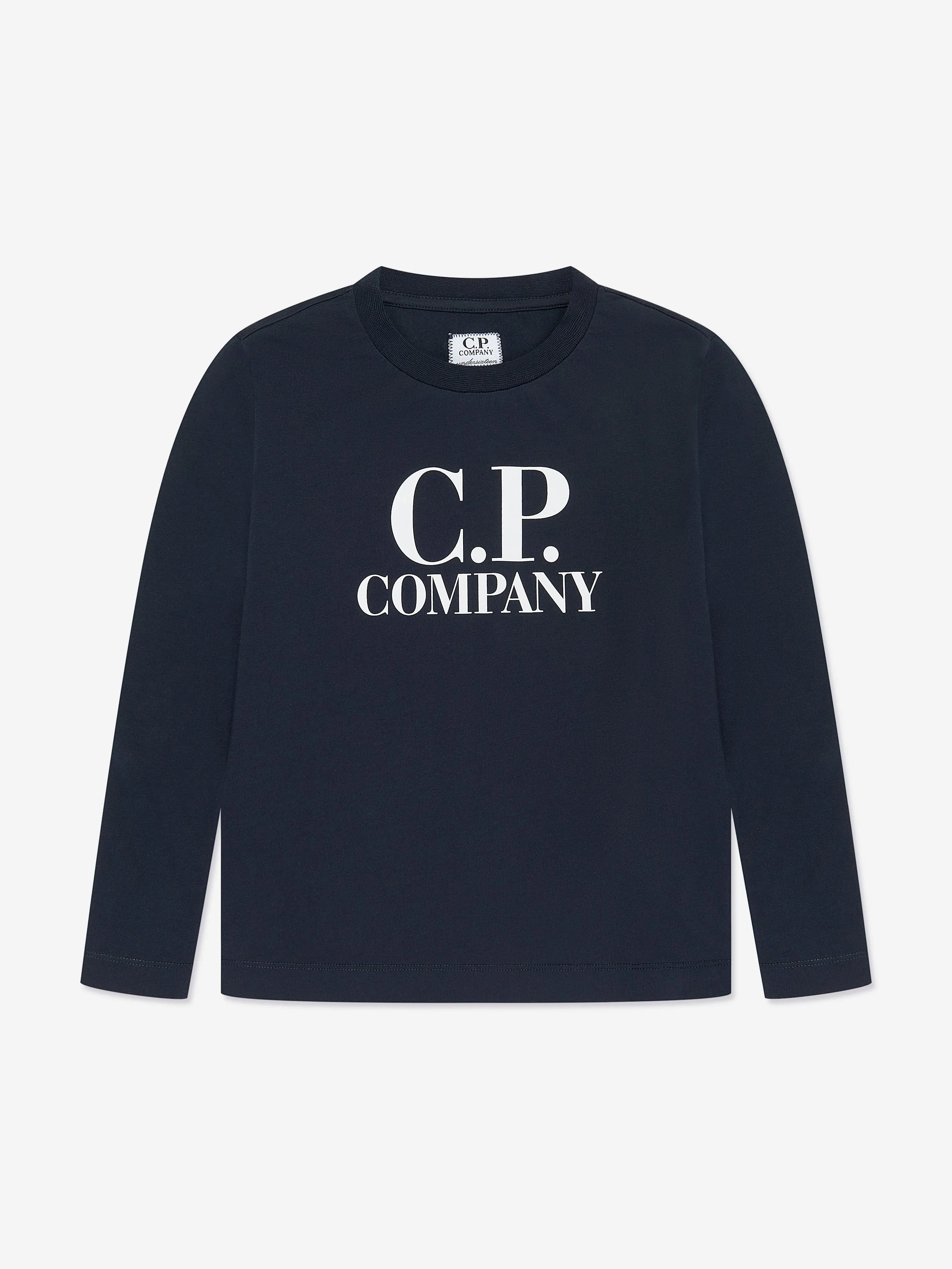 C.P. Company Boys Long Sleeve Logo T-Shirt in Navy