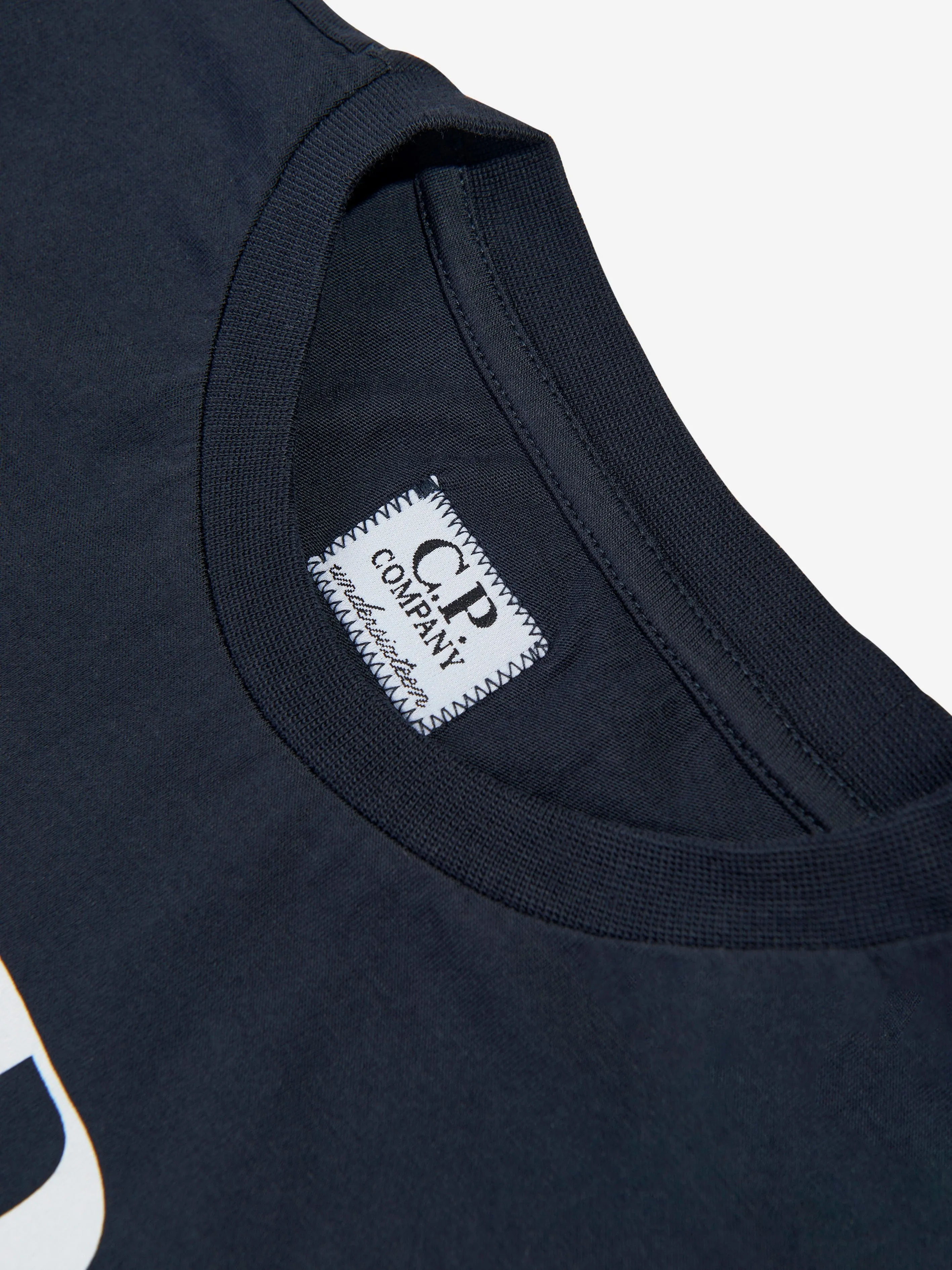 C.P. Company Boys Long Sleeve Logo T-Shirt in Navy