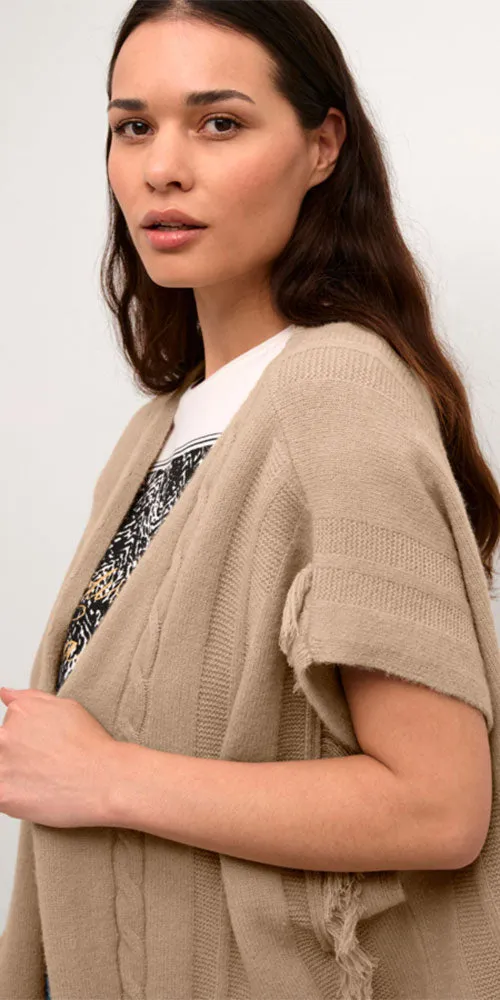 Cream Fringed Cardy Cape